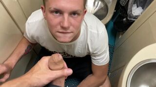 On the train took me to the toilet and fucked me in the mouth