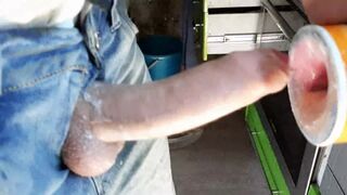 The guy after work in the office fucks an artificial vagina