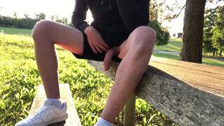 horny guy jerks off twice in a row on a busy road