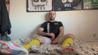 Wank and cum in Soccer Socks and cleats